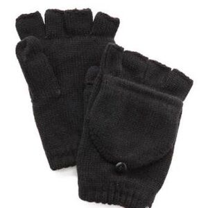 PLUSH Black Fleece Lined Fingerless Texting Mittens | One Size | NWOT